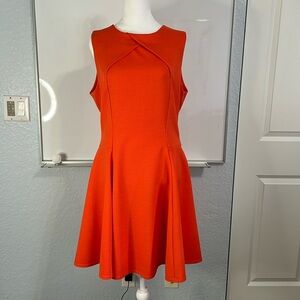Sharagano Orange Fit & Flare Dress with back zipper 14